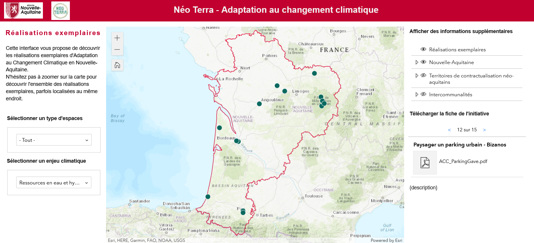 Outil de cartographie des opérations d'adaptation Néo Terra