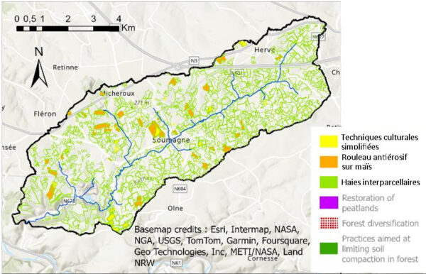 Carte des SFN simulées sur le sous-bassin versant de Magne