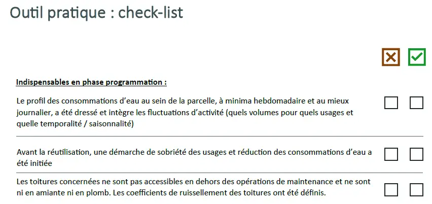 extrait de la checklist du rapport d'Inddigo